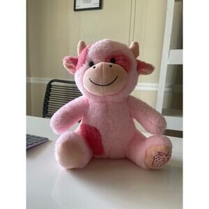 Send A Friend Strawberry Cow Plush Pink Stuffed Animal Horns Soft Moo